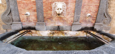 Carbognano, Fontana Nova also called 'O Mascherò”Particular of the head of Lion.